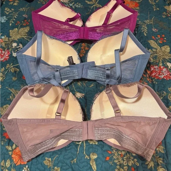 Lace Underwire Bra Set - Pink, Gray, Tan